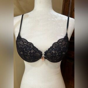 Victoria's Secret Bra Women's 34B Black Nude Lace Lined Demi Dream Angels